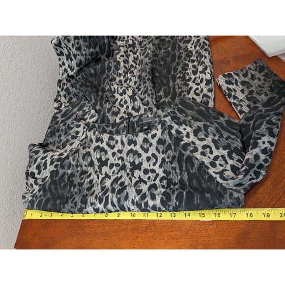 The Limited Animal Print Bodycon Dress 8 Black Fitter Mini Front Slit 3/4 Sleeve - Picture 8 of 12